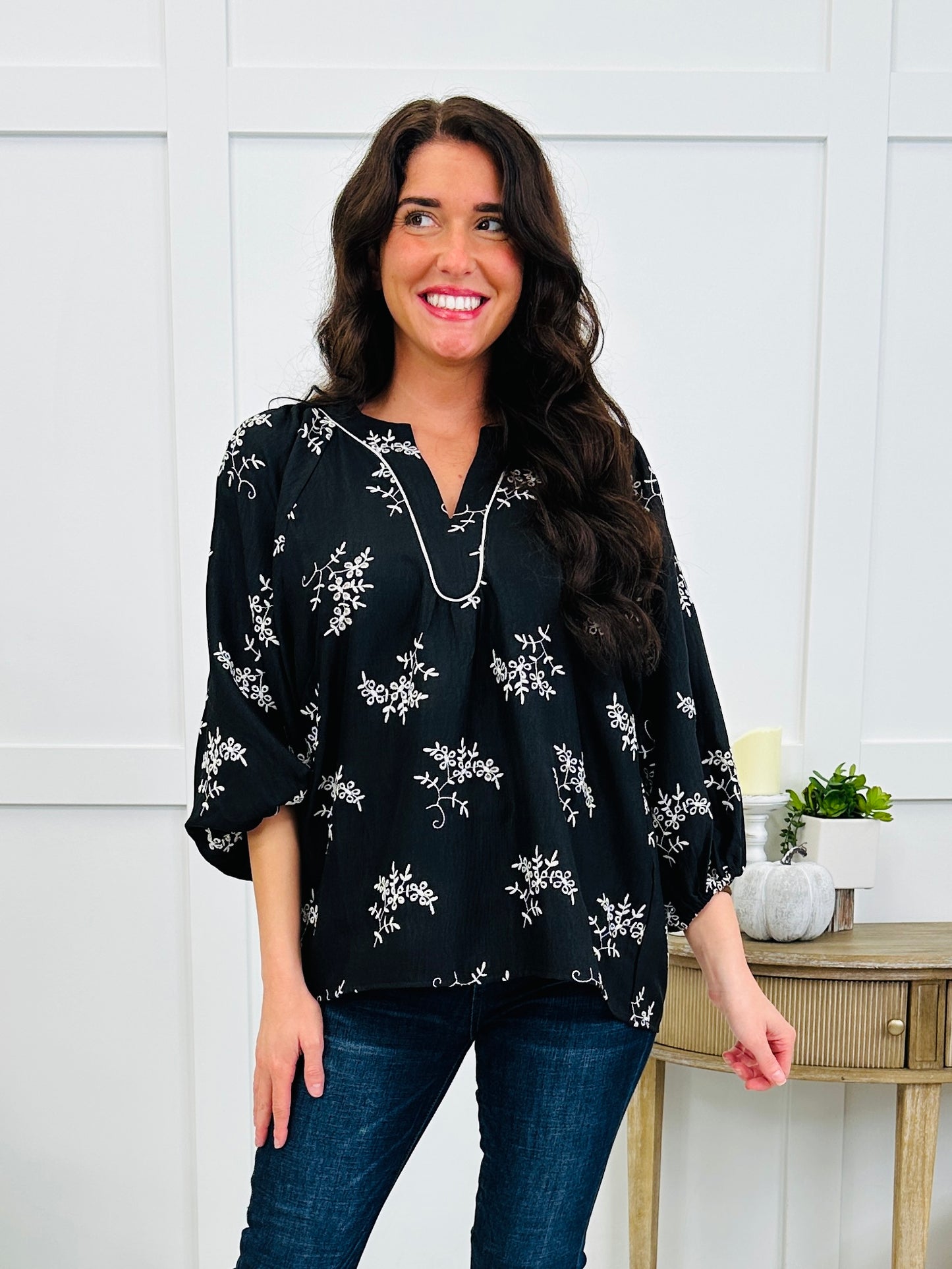 Black & Bloom Top