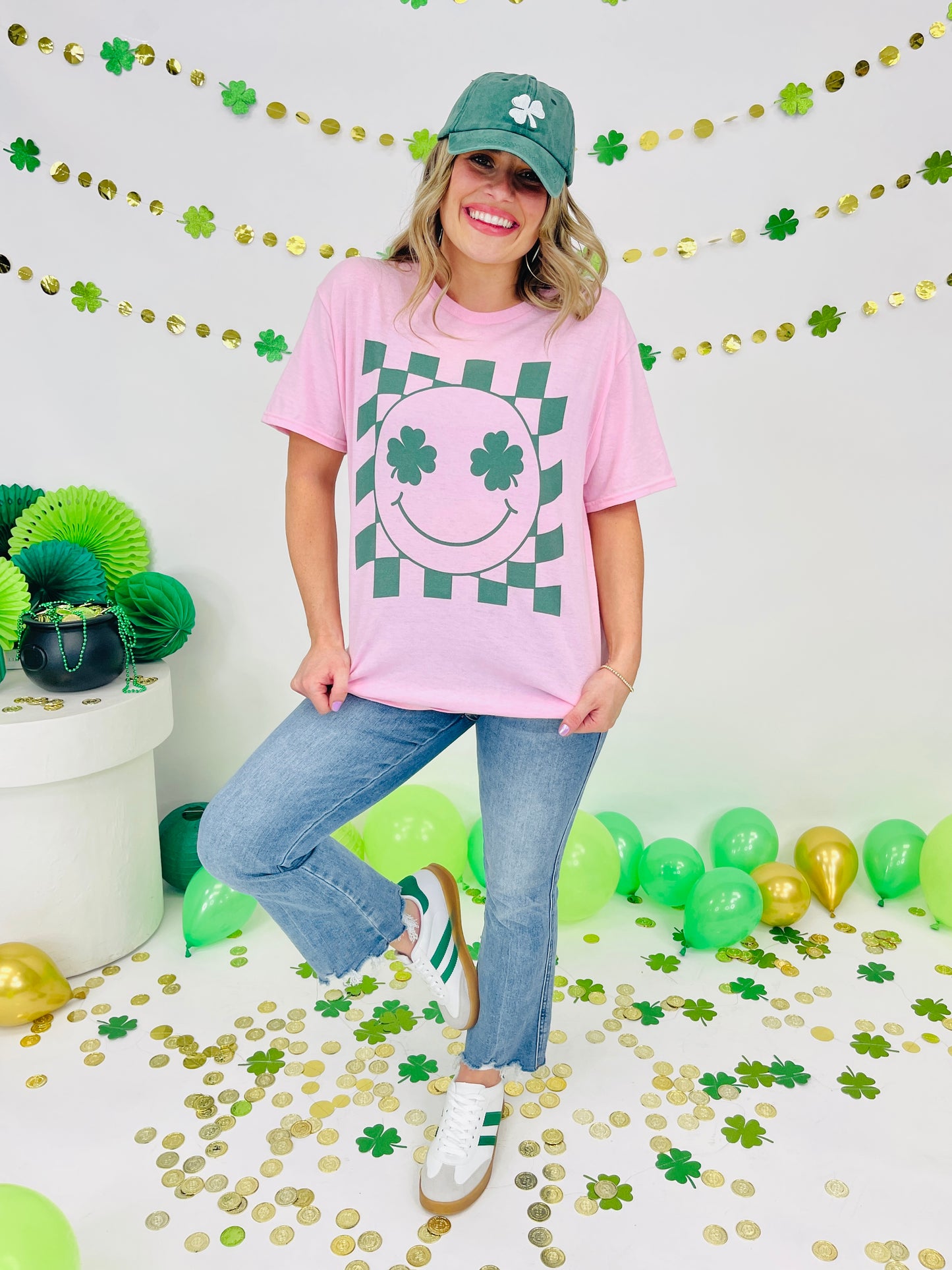 Checkered Clover Charm Graphic Tee