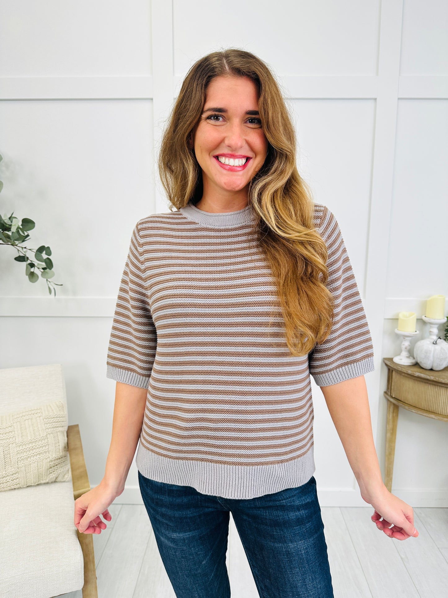 Falling Into Fall Top In Light Grey