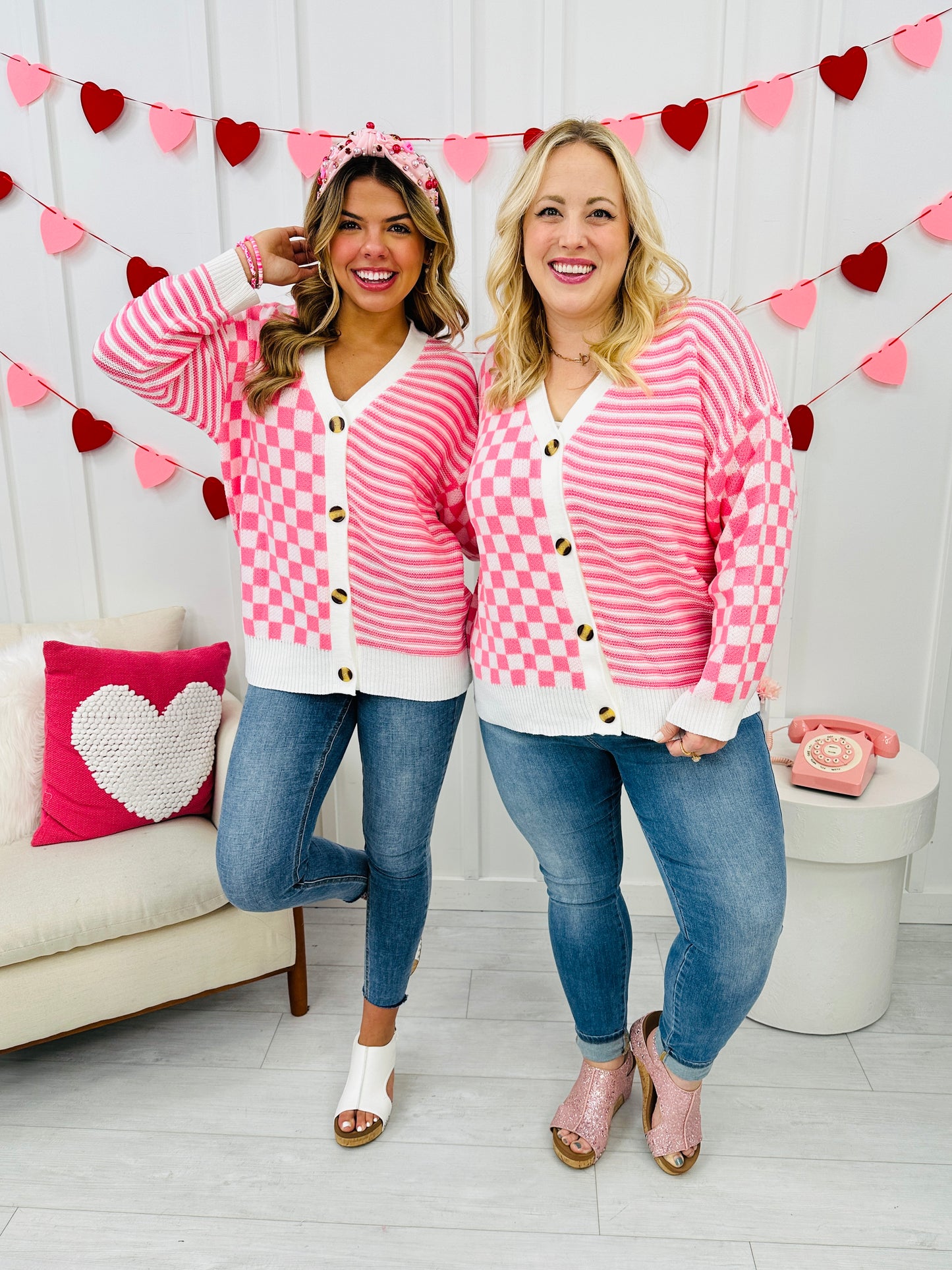 Hearts In Check Cardigan