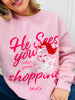He Sees You Shopping Graphic Crewneck Sweatshirt