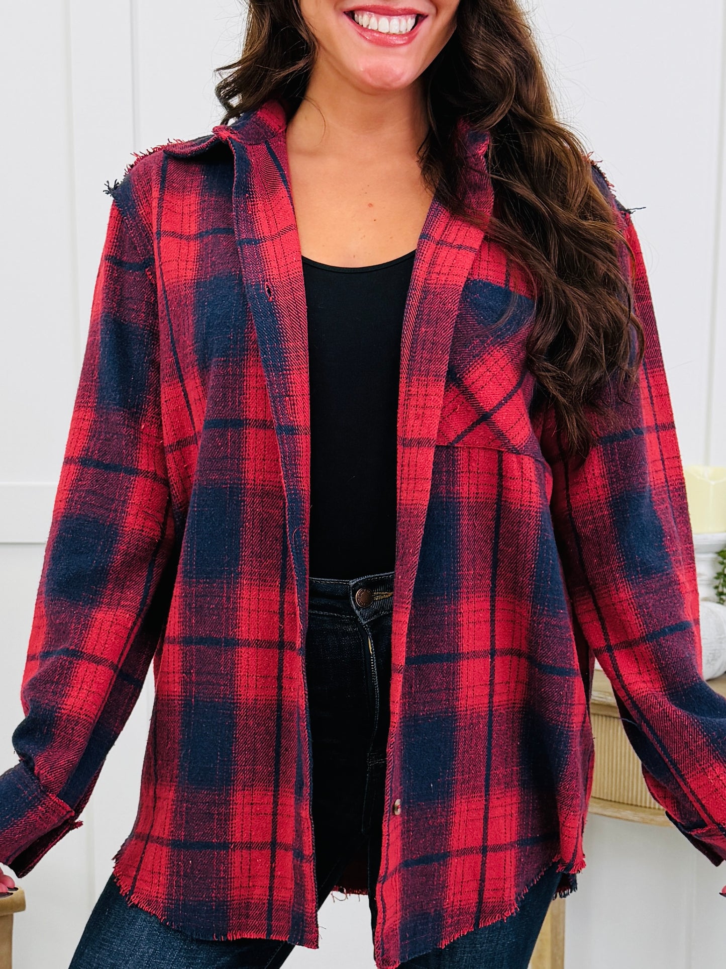 October Weekend Top In Red/Navy