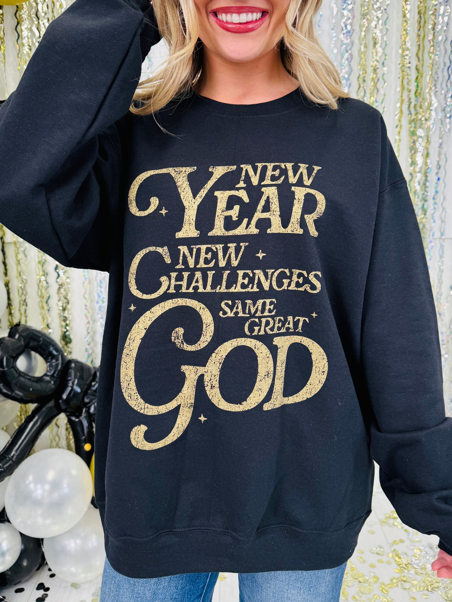 New Year, Same God Graphic Crewneck Sweatshirt