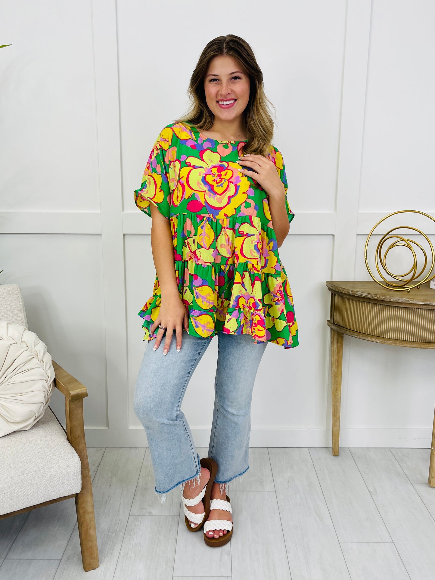 Neon Petals Top In Green