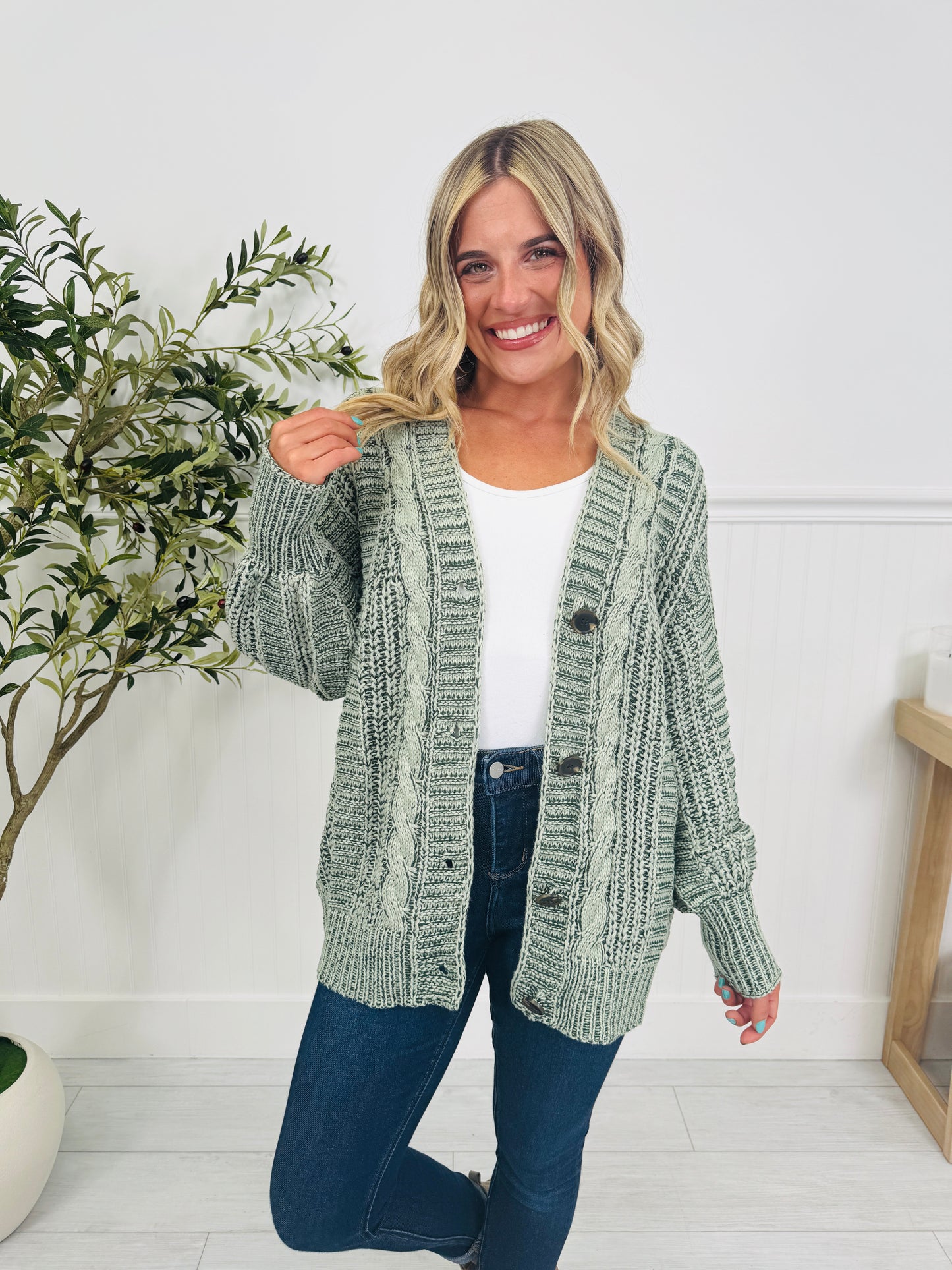 Comfort Calling Cardigan In Olive