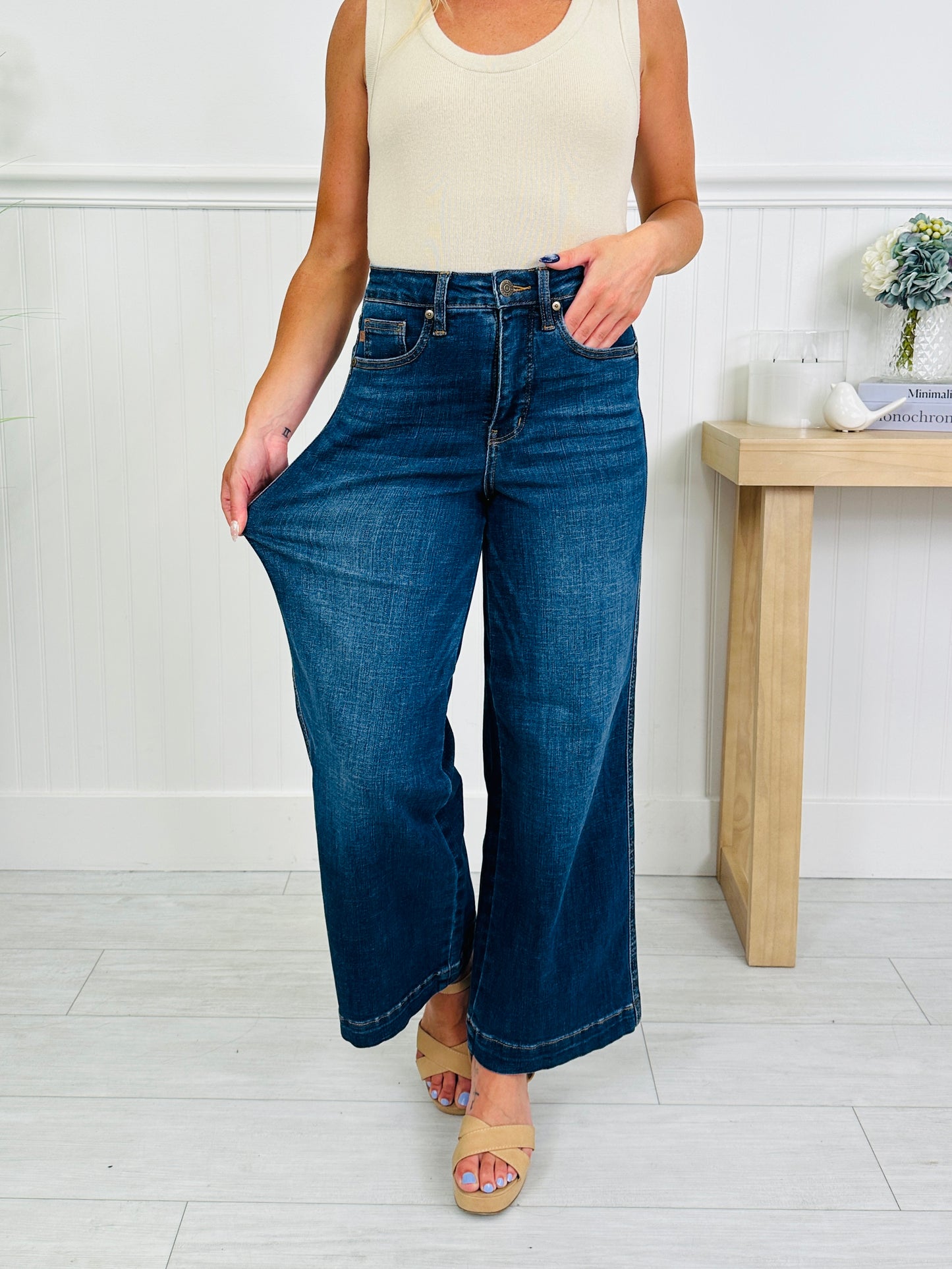Judy Blue Set The Standard Tummy Control Ankle Wide Jeans