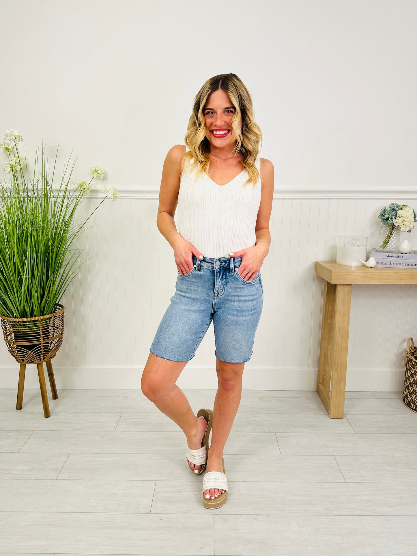 Meet Me In The Middle Tummy Control Mid Thigh Shorts