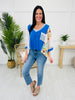 Wanderlust Patch Top In Sea Blue