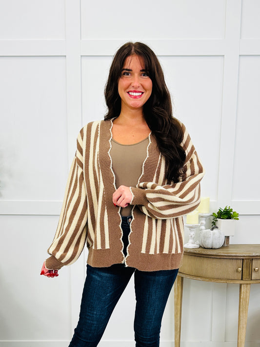 Line It Up Cardigan In Mocha/Oatmeal