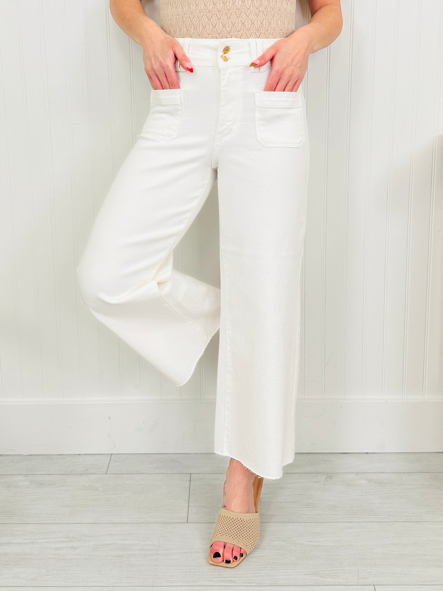 Judy Blue Whispers of White Wide Leg Cropped Jeans