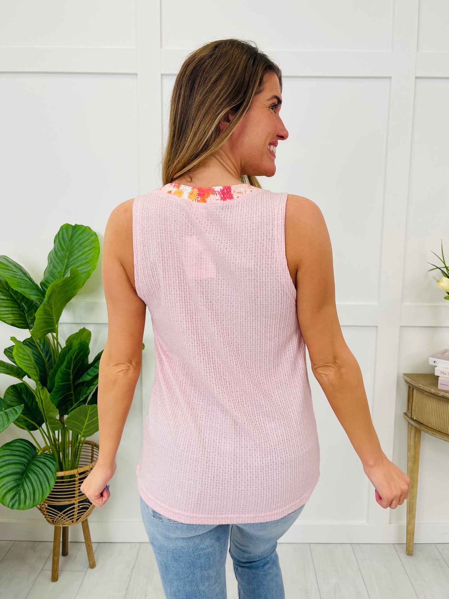 Petal Lined Tank Top In Rose Pink