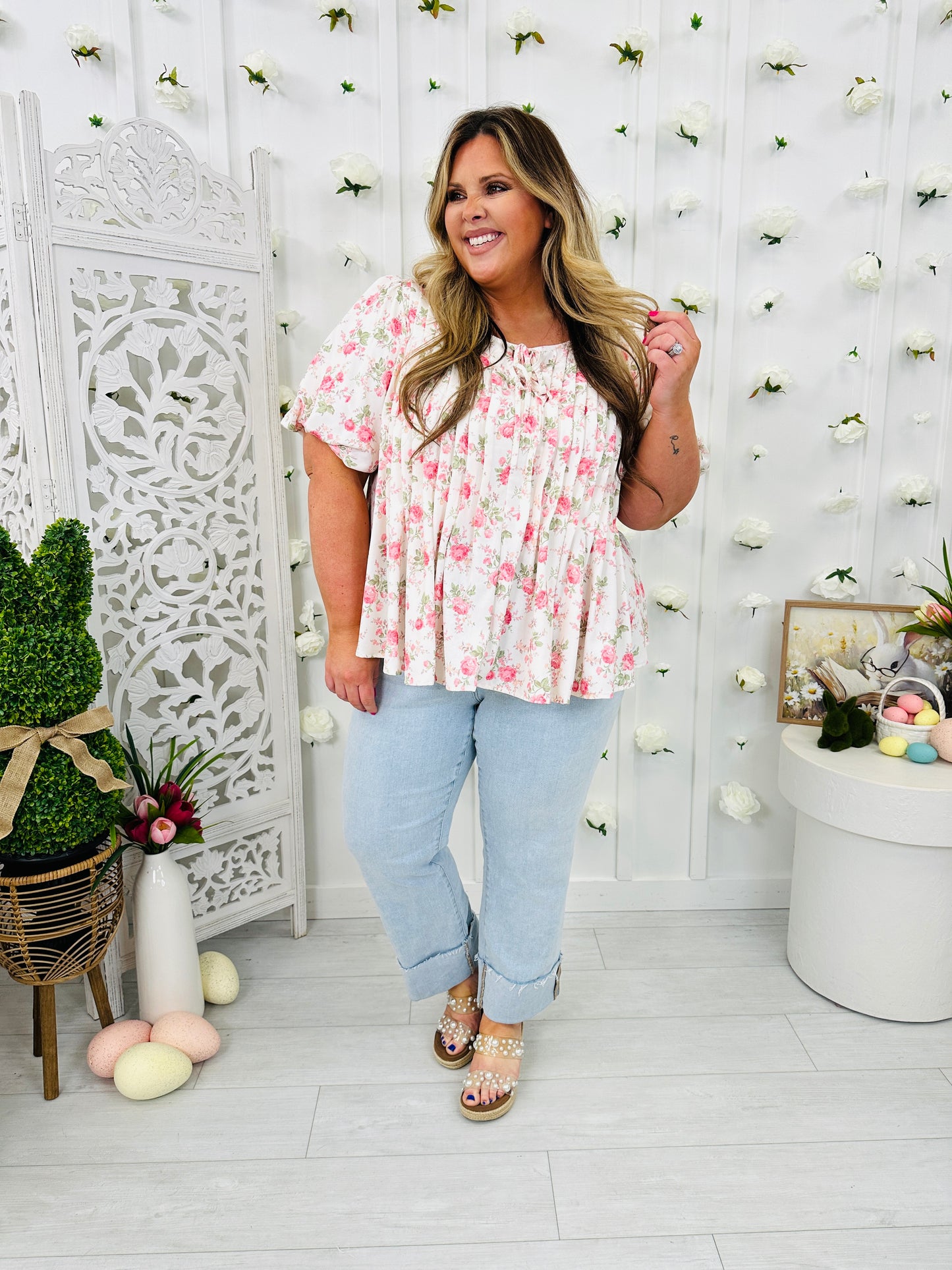 Vintage Blossoms Top In Blush