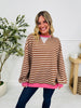 Stripe Story Pullover In Taupe