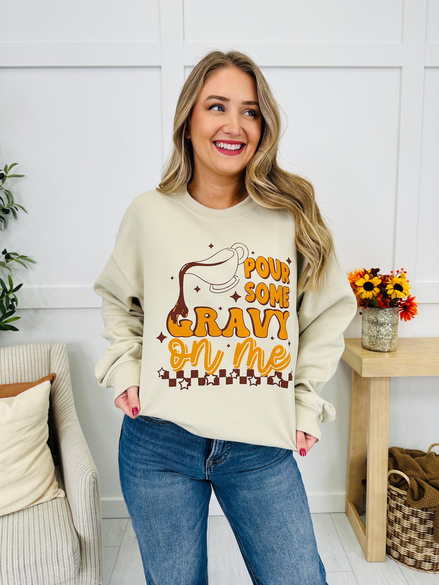Pour Some Gravy On Me Graphic Crewneck Sweatshirt