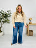 Two Tone Twist Tummy Control Retro Wide Leg Jeans