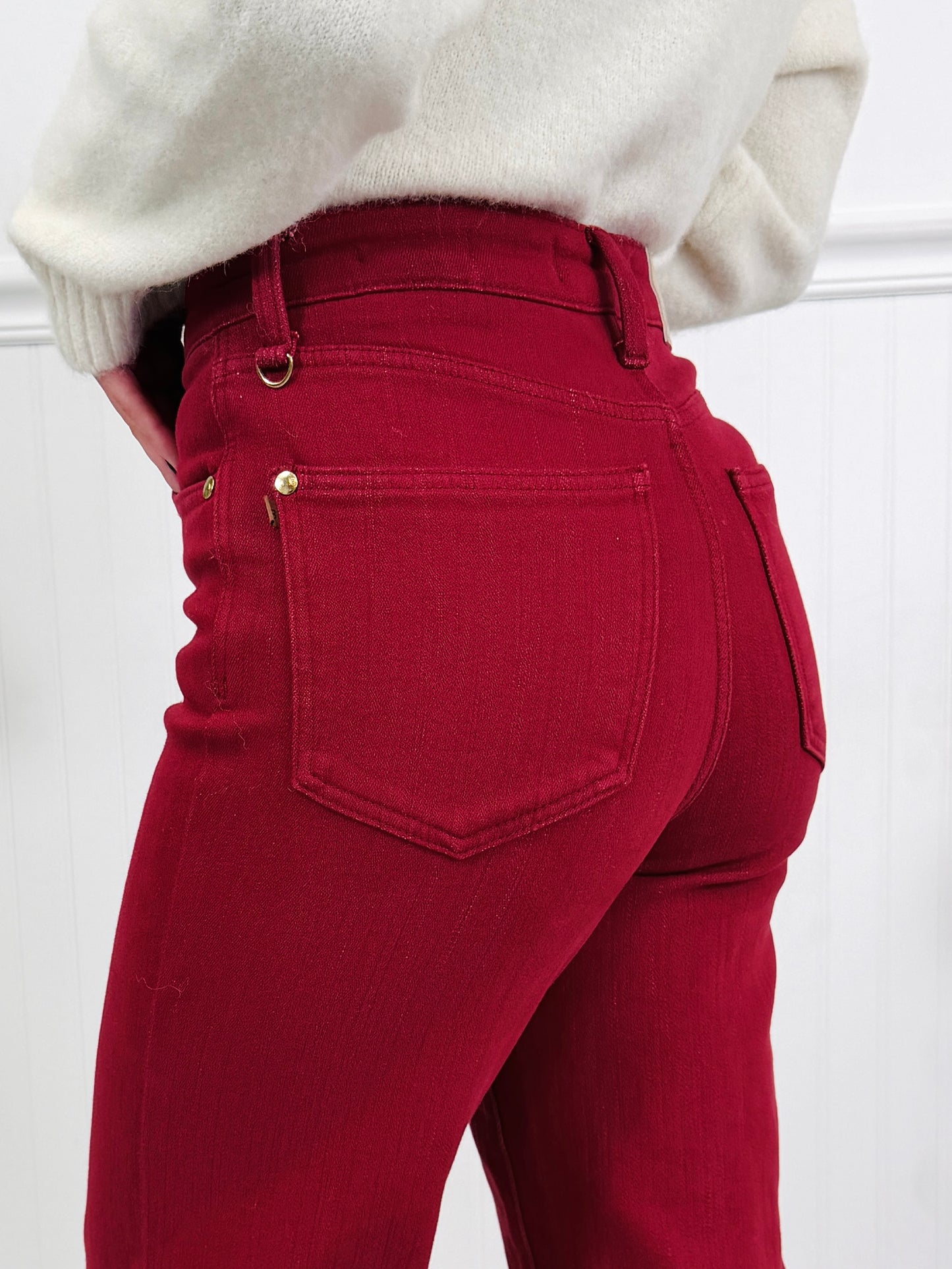 Judy Blue Merlot Moment Thermal Straight Jeans