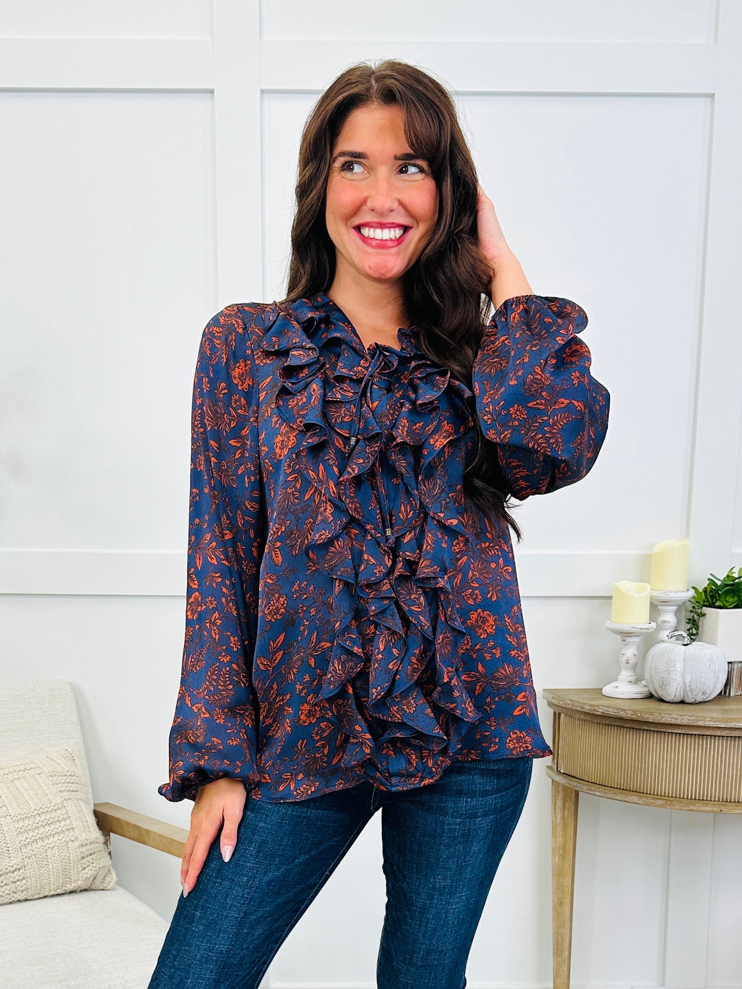 Rust & Ruffles Top In Moon River