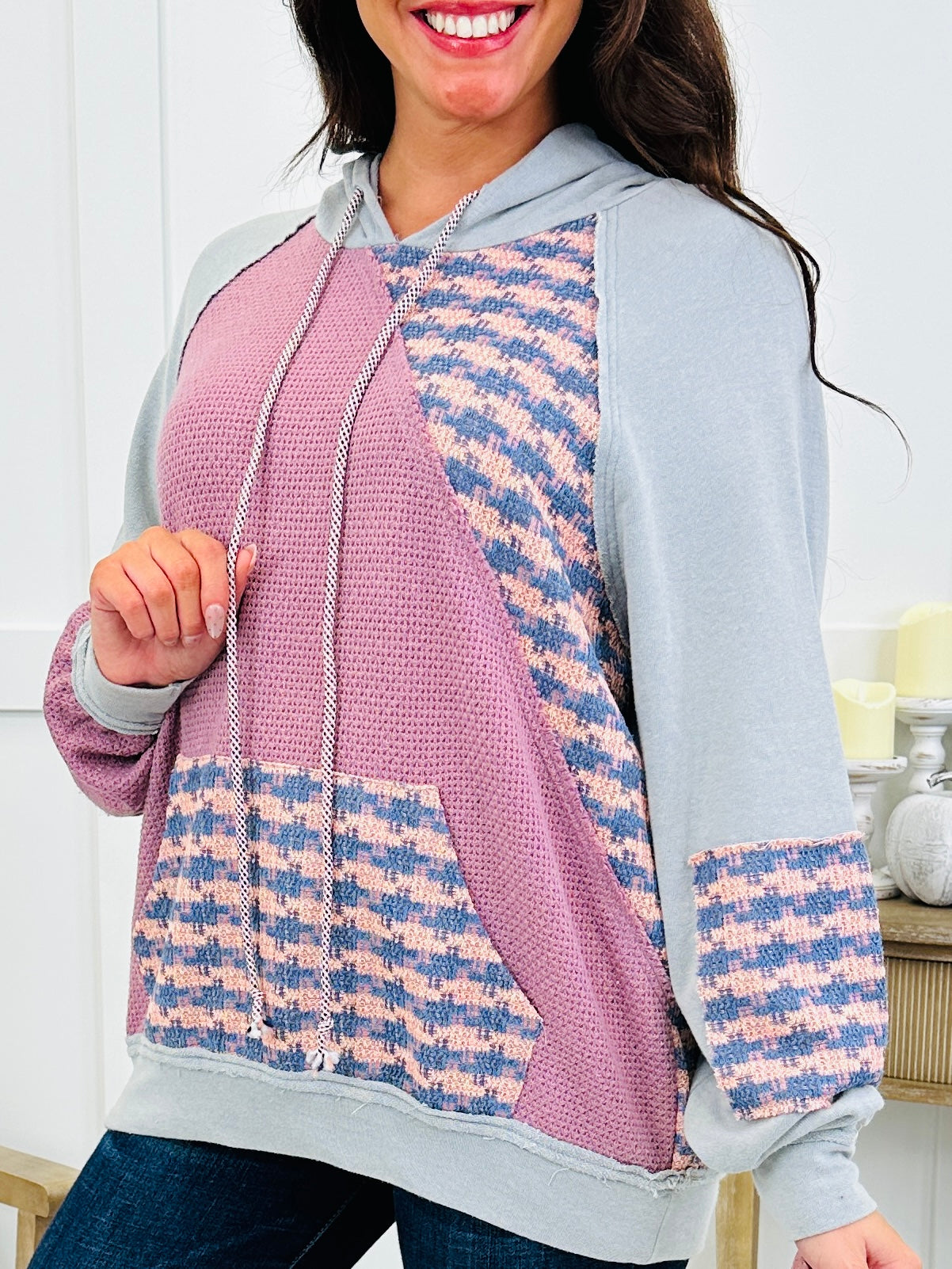 Blush Hour Hoodie In Dusty Blue