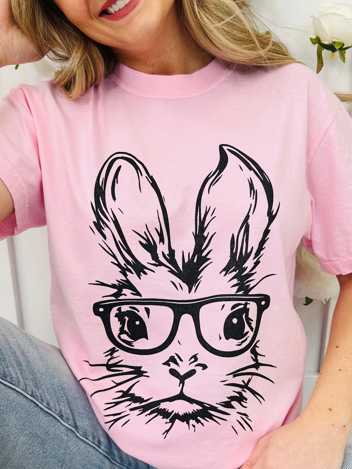 Bunny With Glasses Graphic Tee in Multiple Colors