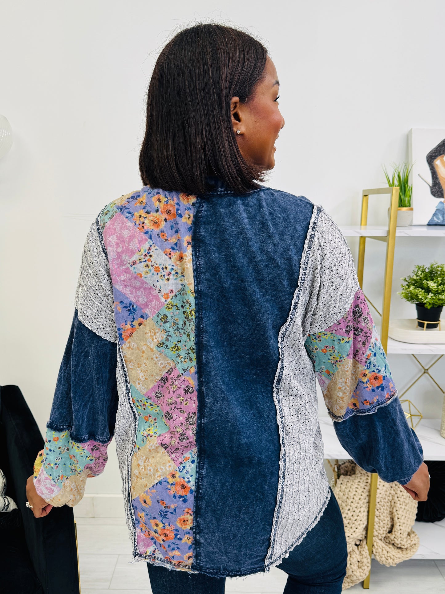 Stitched Daydreams Pullover in Navy