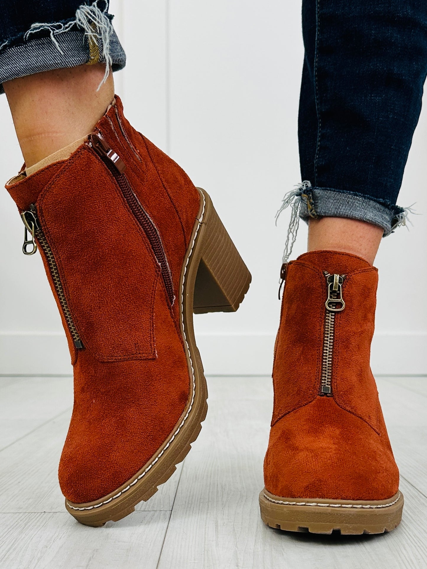 Midnight Zip Booties In Rust