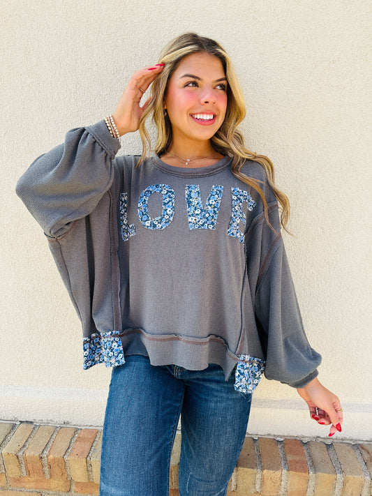 Heartfelt Petals Pullover In Charcoal