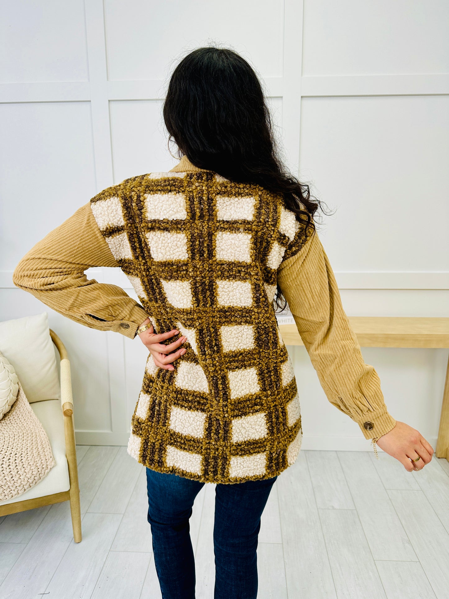 Autumn Grid Shacket In Camel