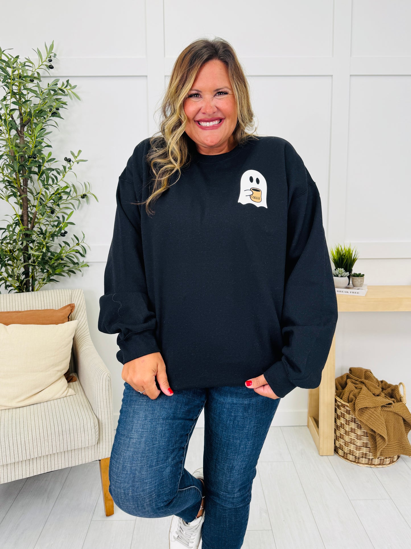 Boo Coffee Graphic Crewneck Sweatshirt