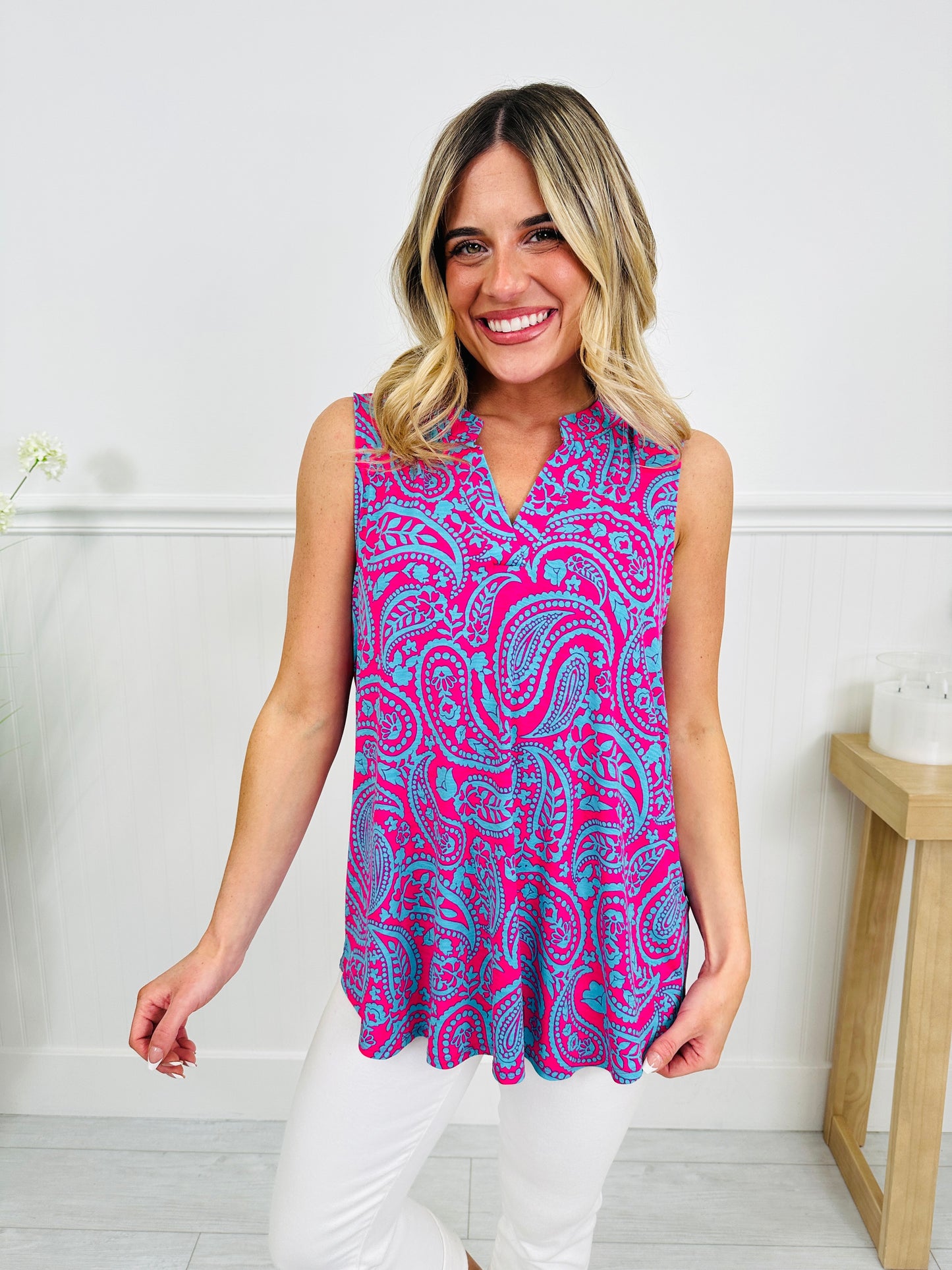 Sunshine Energy Top in Palm Springs Print