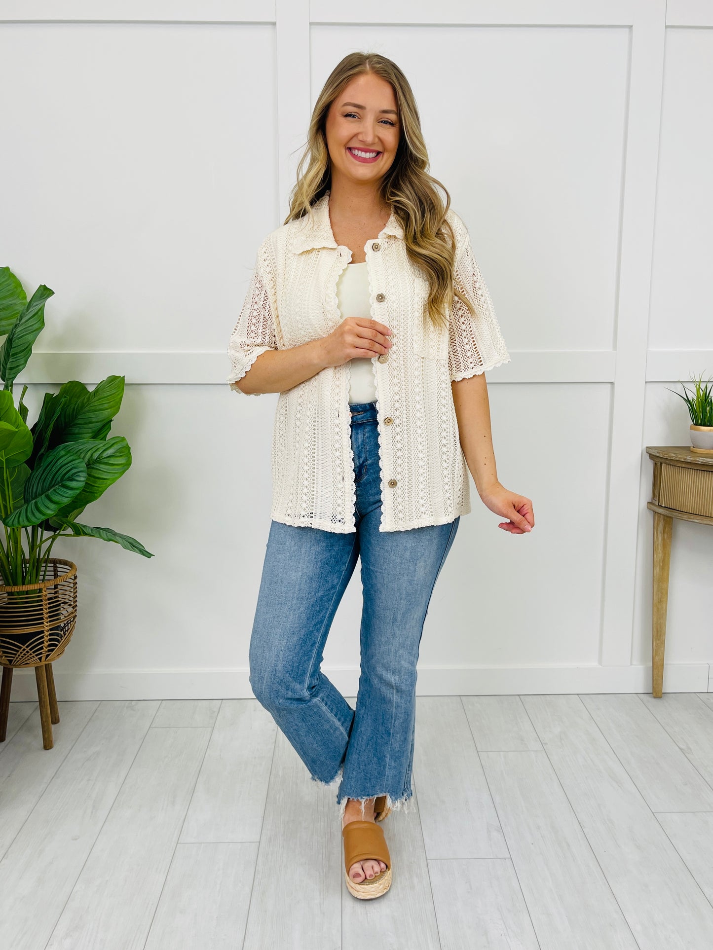 Ivory Breeze Button Top