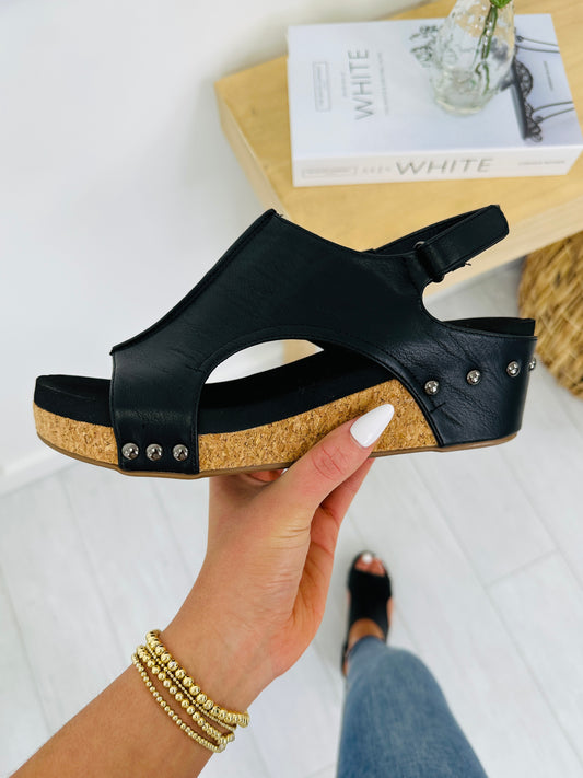 Studded Steps Wedges In Black Smooth