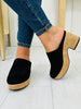 Boho Block Clogs In Black Faux Suede