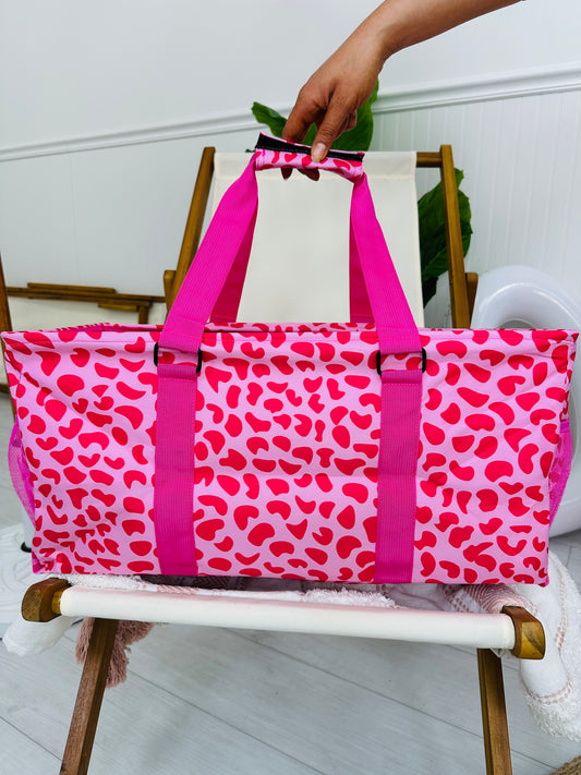 Pink Spotted Collapsable Beach Bag