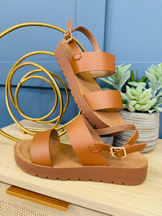 Step Right Up Sandals in Tan