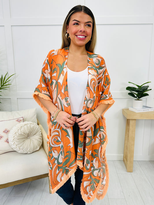 Weekend Hangs Kimono In Orange Multi