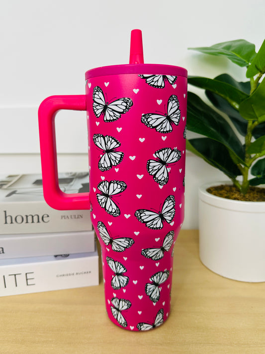 Pink Butterfly Tumbler