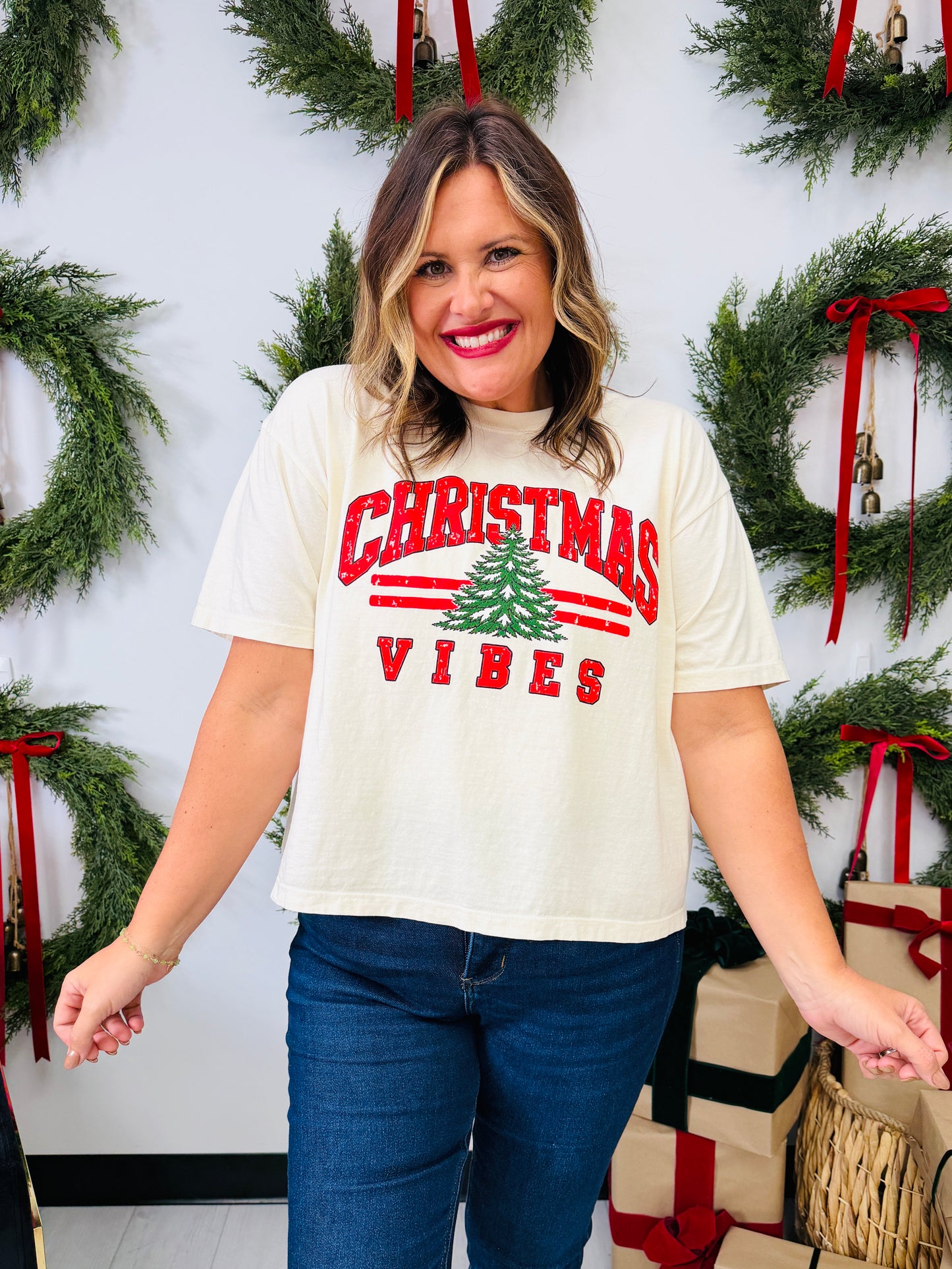 Christmas Vibes Boxy Graphic Tee