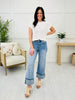 Off The Cuff Wide Leg Cuffed Tummy Control Cropped Jeans