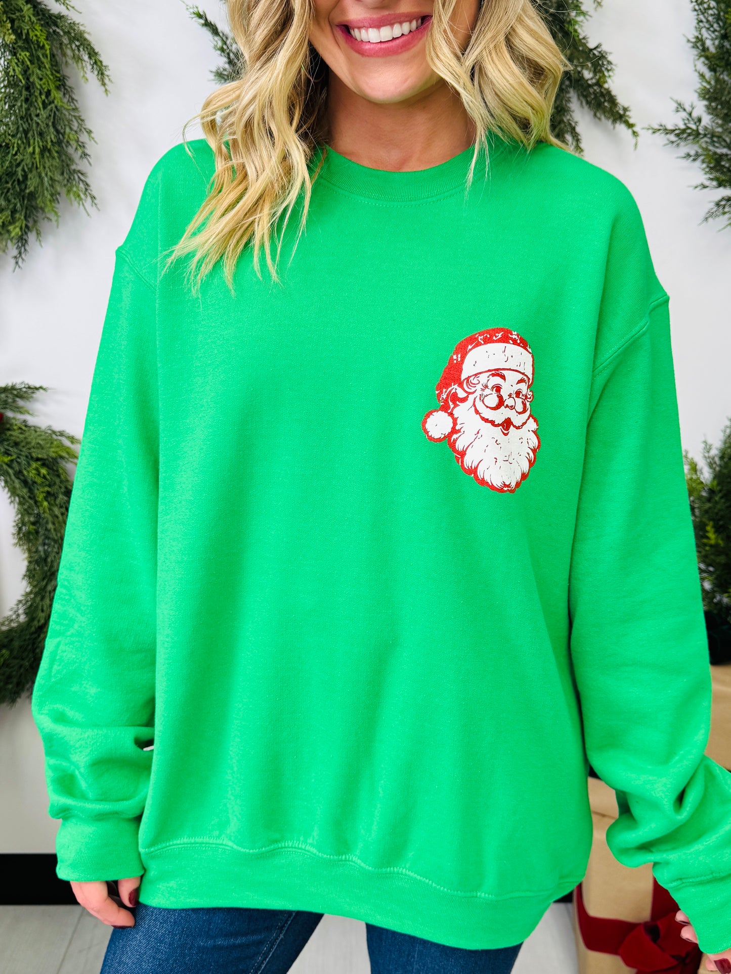 Vintage Merry Christmas Santa Graphic Crewneck