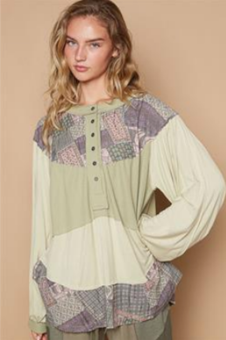 Whispering Patterns Top in Pistachio