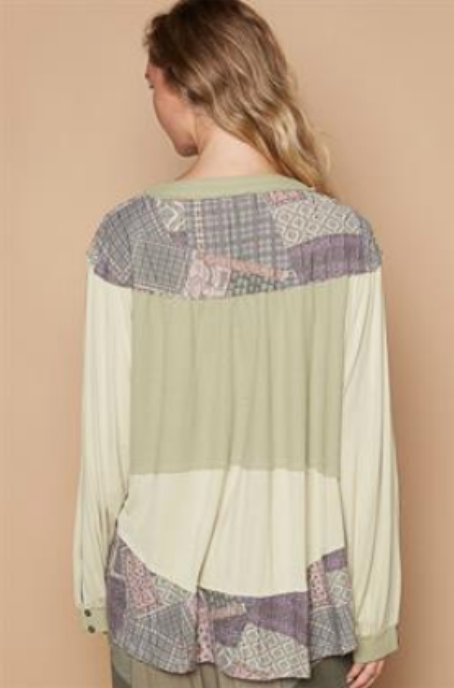 Whispering Patterns Top in Pistachio