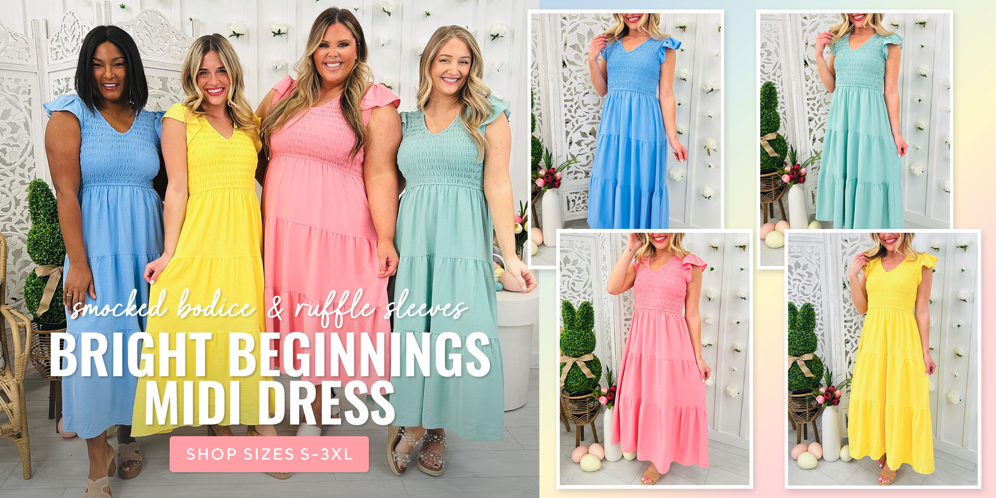 Bright Beginnings smocked bodice Easter dress.