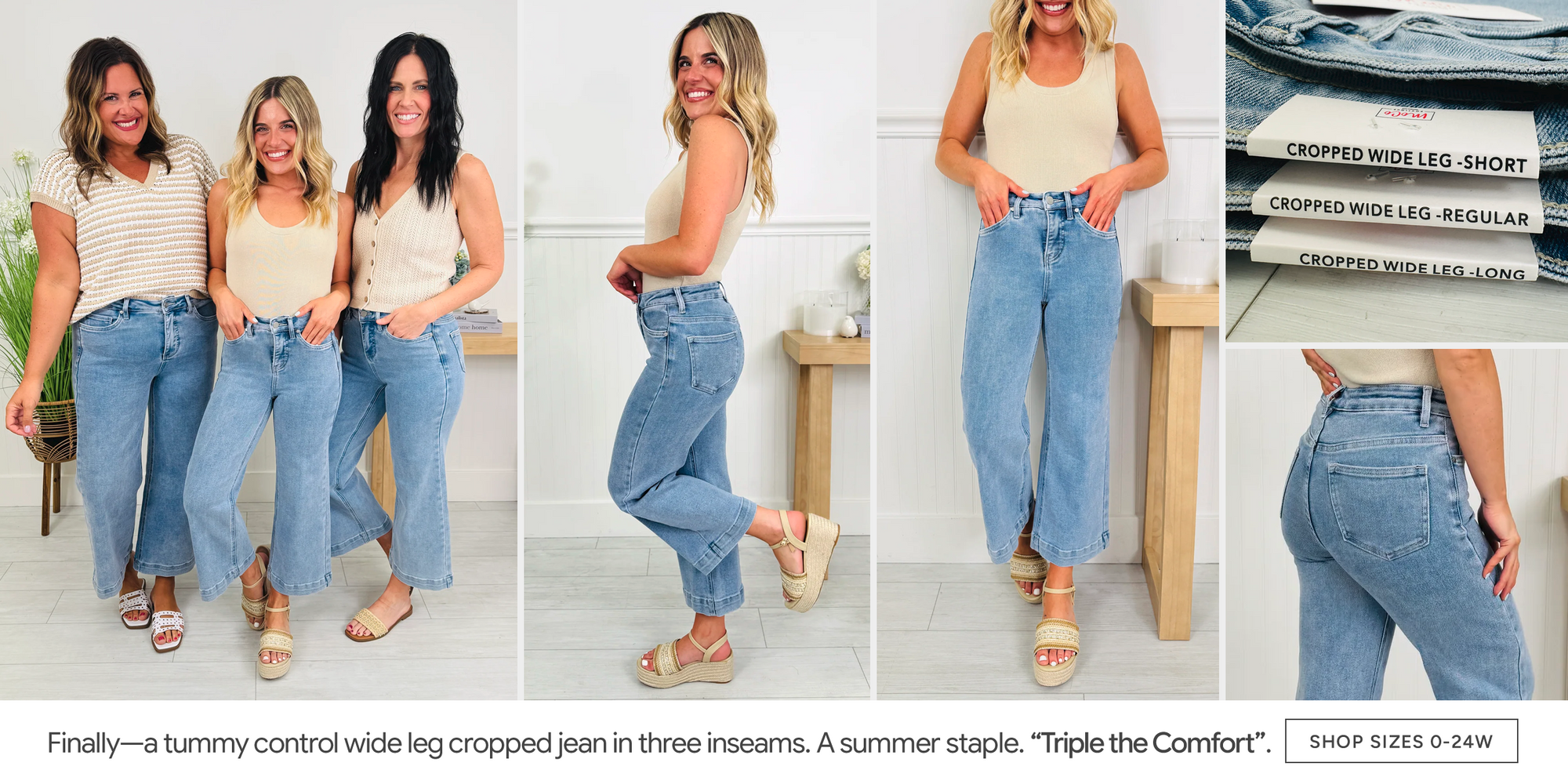 Triple the Comfort cropped wide leg jeans!