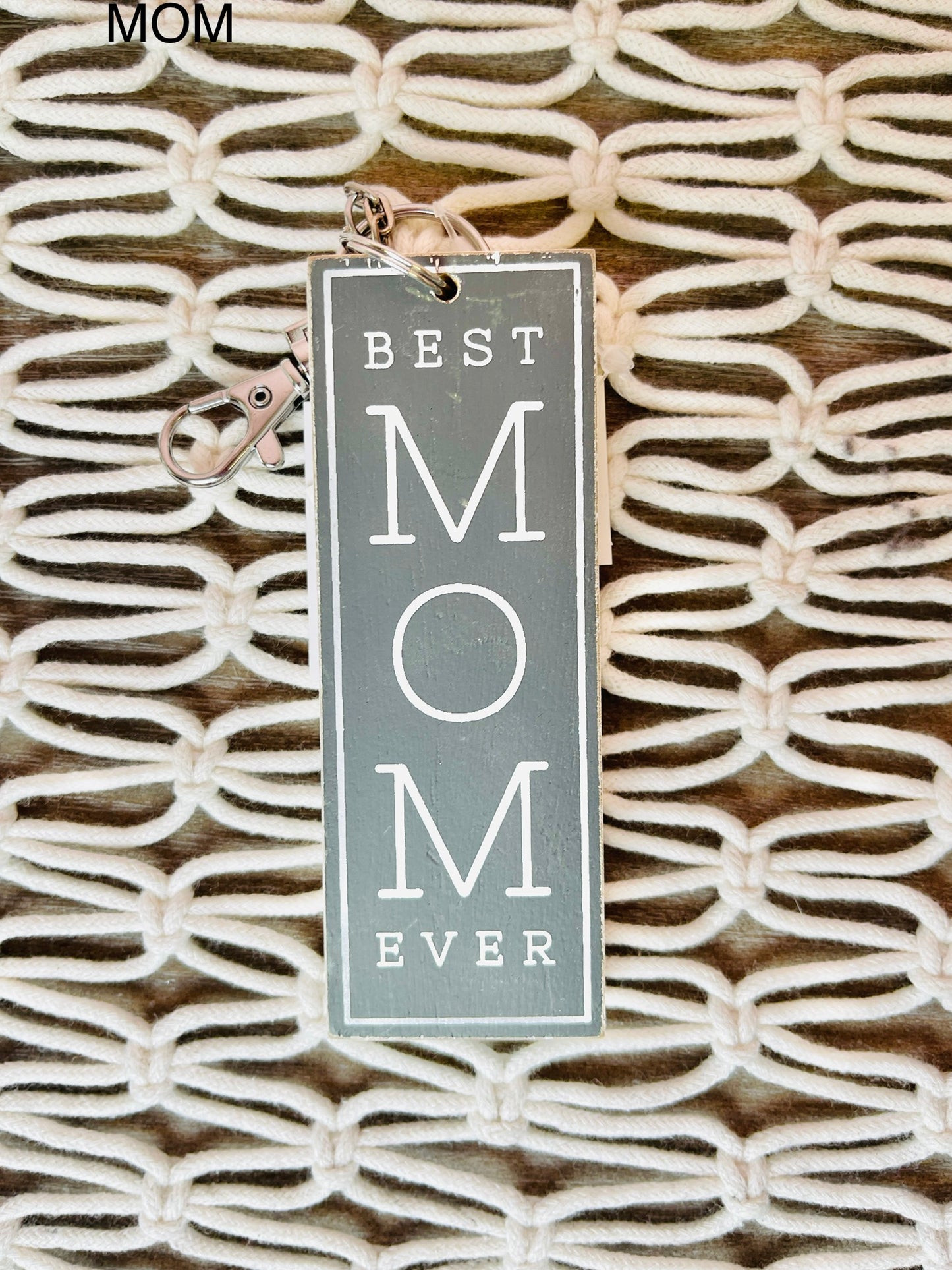 1.5x4.25x.25 Reversible Wood Keychain- Mom/Dad