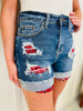 Judy Blue REG/CURVY Red Hot Bandana Patched Shorts